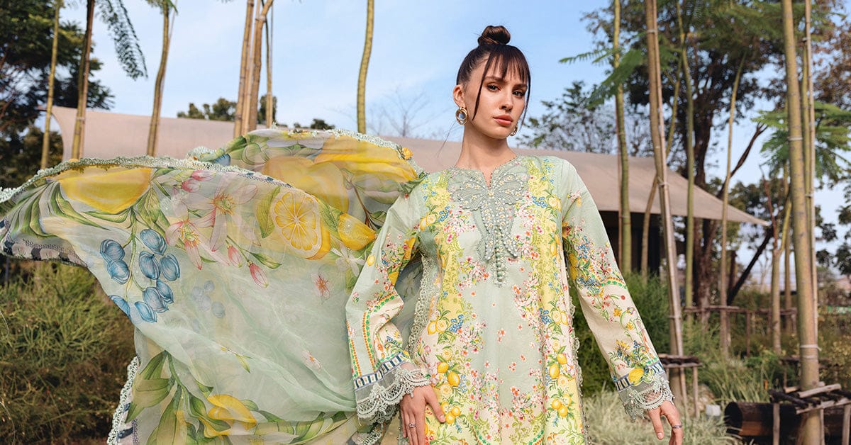 Maria B Yellow 8-B Digital Print Lawn Summer'26 Embroidered 3Piece Unstitched