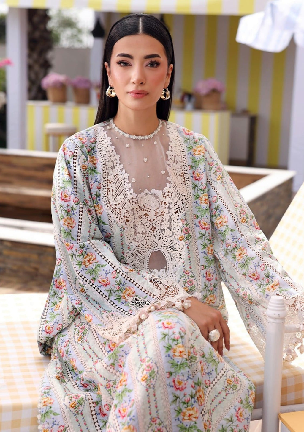 Maria B 10-B Blue Full Printed Lawn Summer'26 Embroidered 3Piece Unstitched