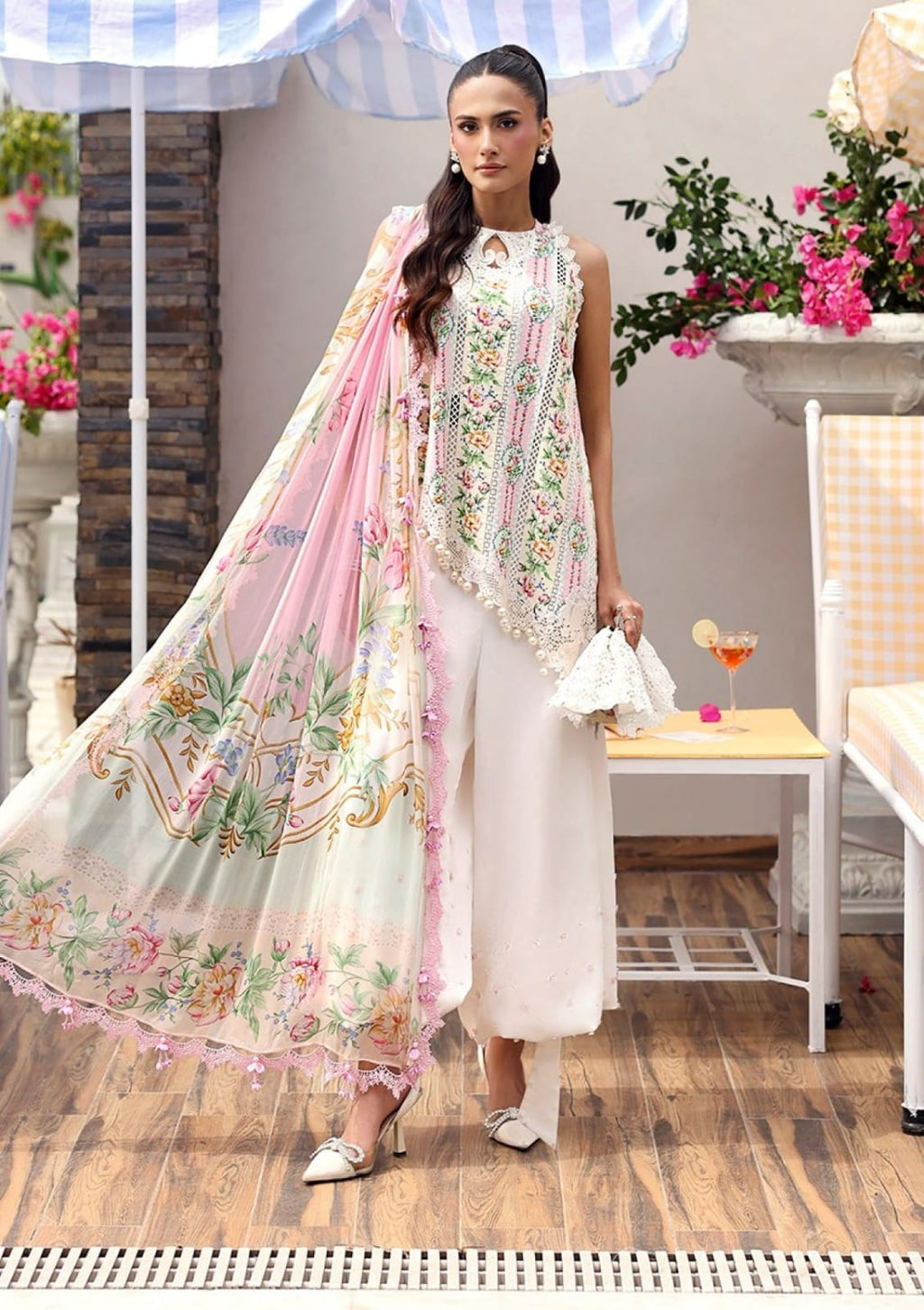 Maria B 10-B Pink Full Printed Lawn Summer'26 Embroidered 3Piece Unstitched