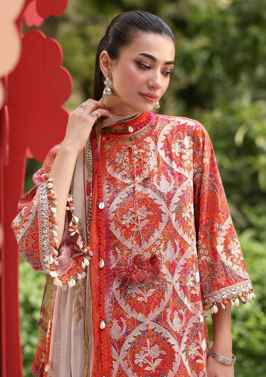 Maria B 3=A Rust Full Printed Lawn Summer'26 Embroidered 3Piece Unstitched