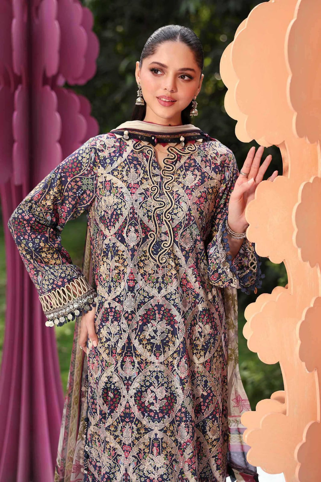 Maria B 3=B Blue Full Printed Lawn Summer'26 Embroidered 3Piece Unstitched