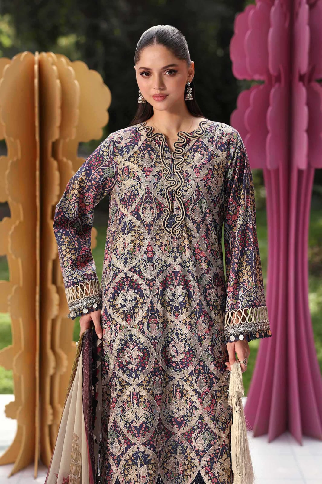 Maria B 3=B Blue Full Printed Lawn Summer'26 Embroidered 3Piece Unstitched
