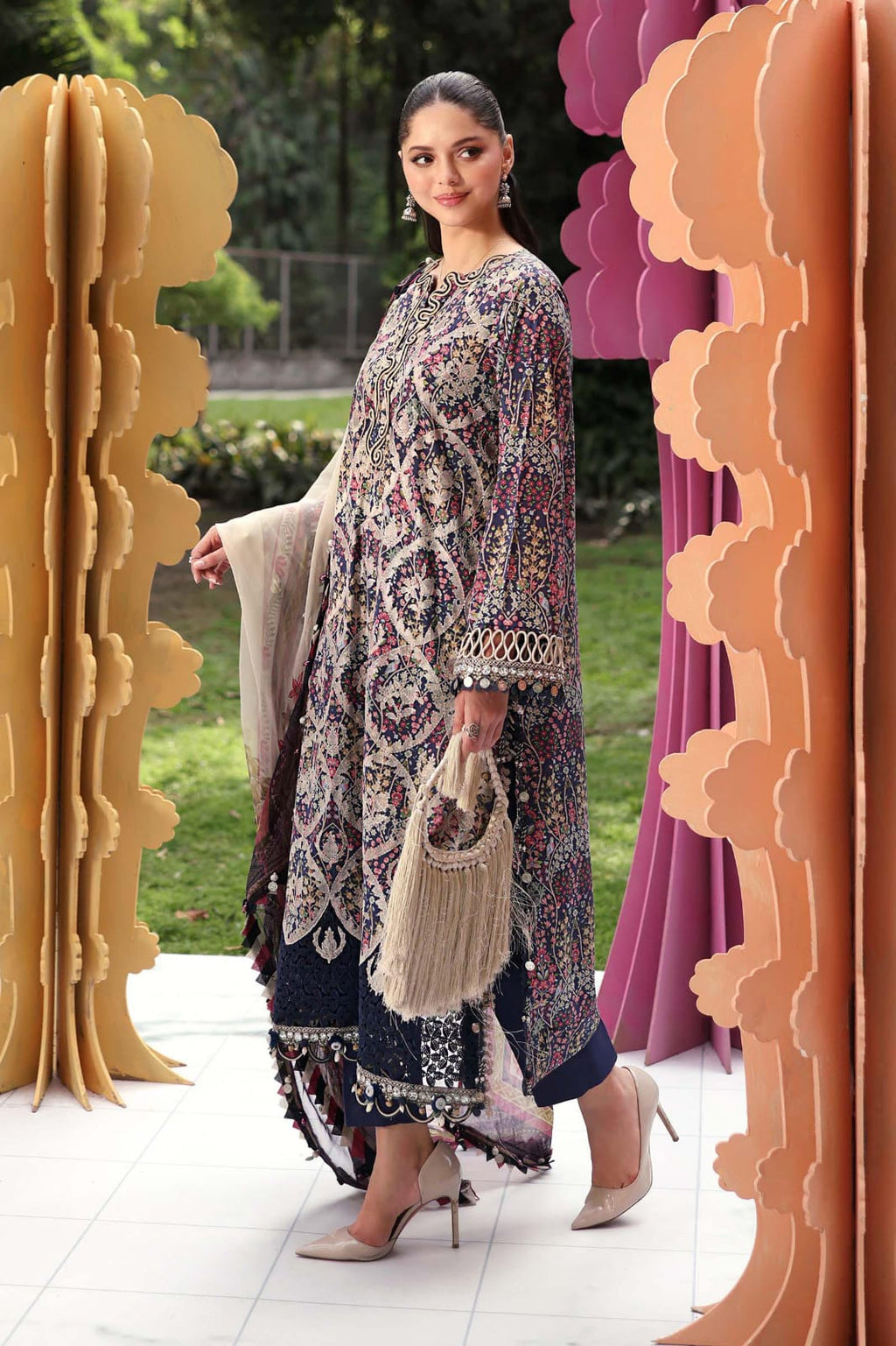 Maria B 3=B Blue Full Printed Lawn Summer'26 Embroidered 3Piece Unstitched