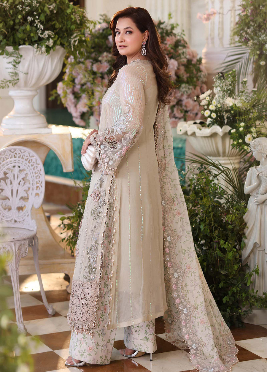 Maria B Skin Hand Work Embroidered Luxury Chiffon 3piece Unstitched
