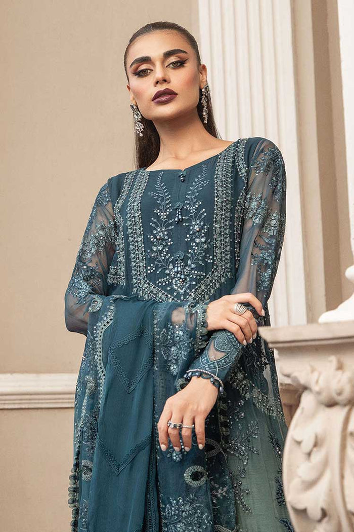 MARIA B BLUE CHIFFON FORMAL COLLECTION DRESS 3PC SC 1130