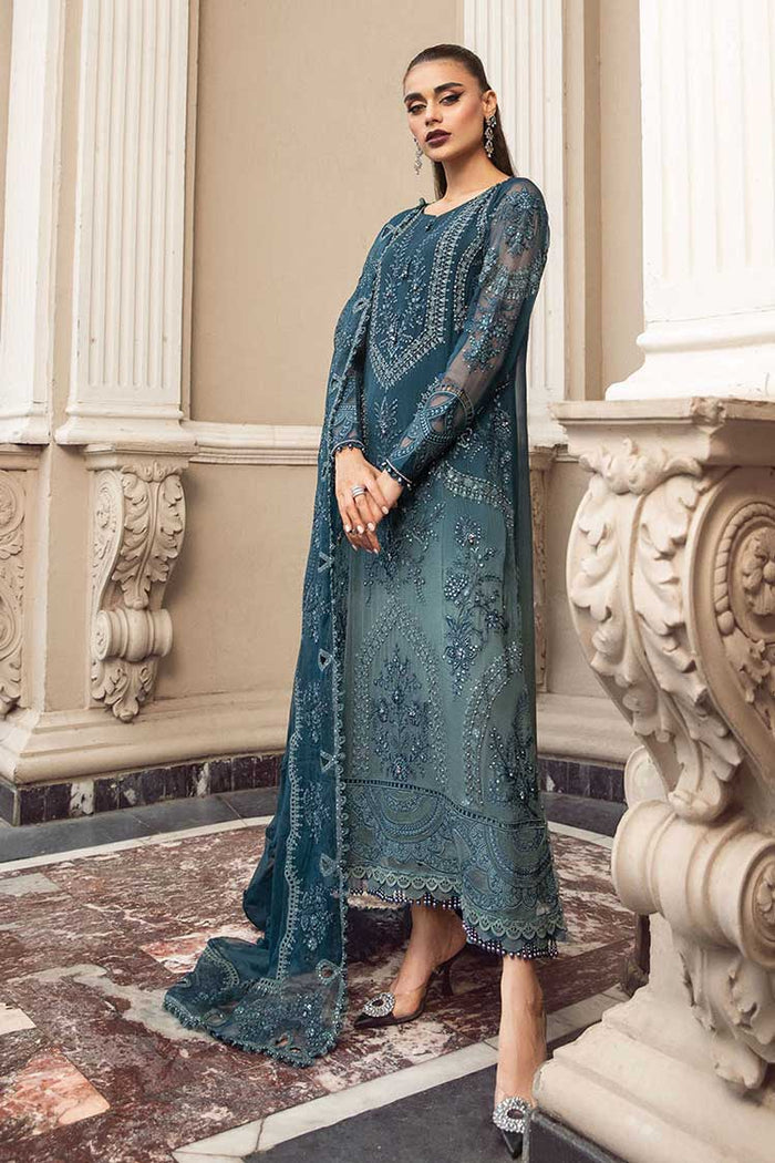 MARIA B BLUE CHIFFON FORMAL COLLECTION DRESS 3PC SC 1130