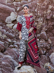 ZAINAB CHOTTANI Black & Red Lawn Dress - :SC 1237 - Shiss collection