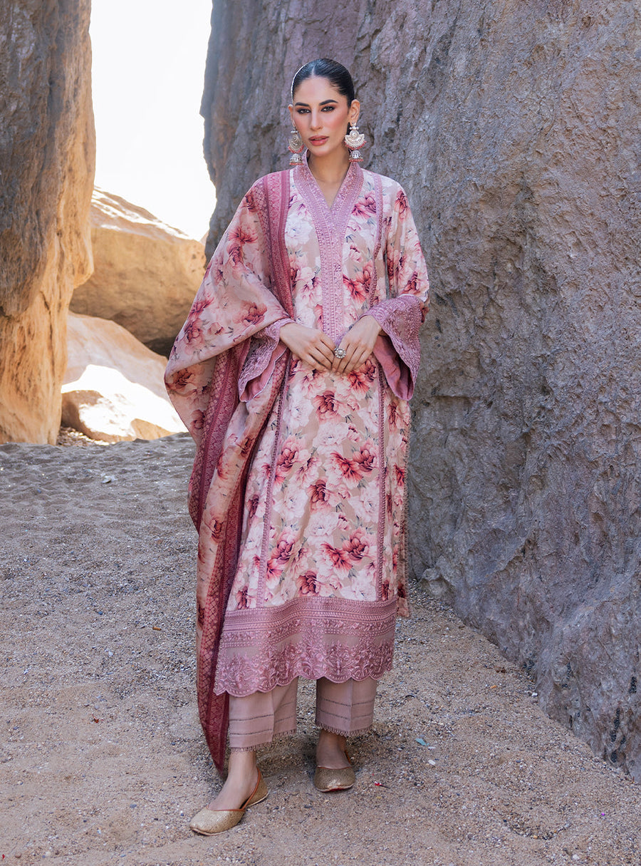 ZAINAB CHOTTANI Pink Lawn Dress  - No: SC 1244 - Shiss collection