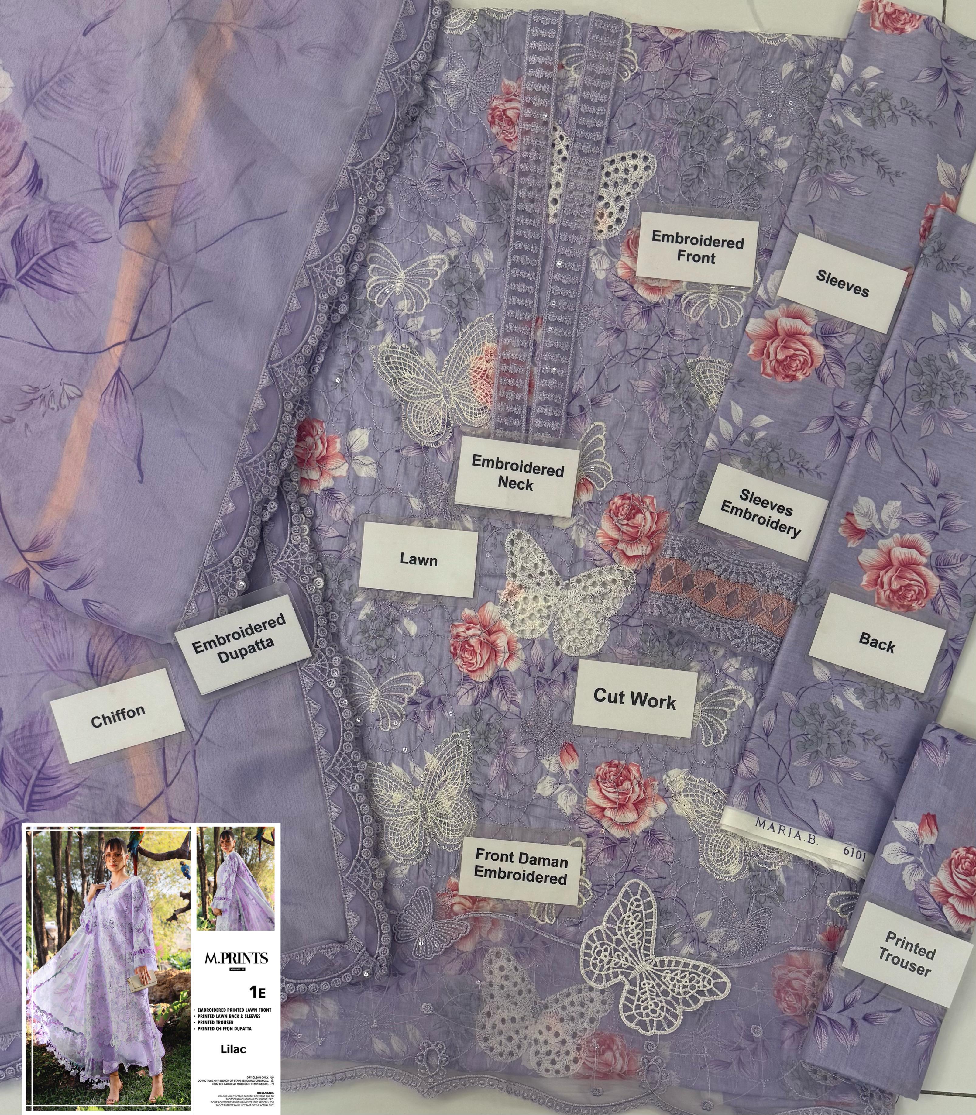Maria B Butterfly Purple Full Printed Lawn Summer'26 Embroidered 3Piece Unstitched