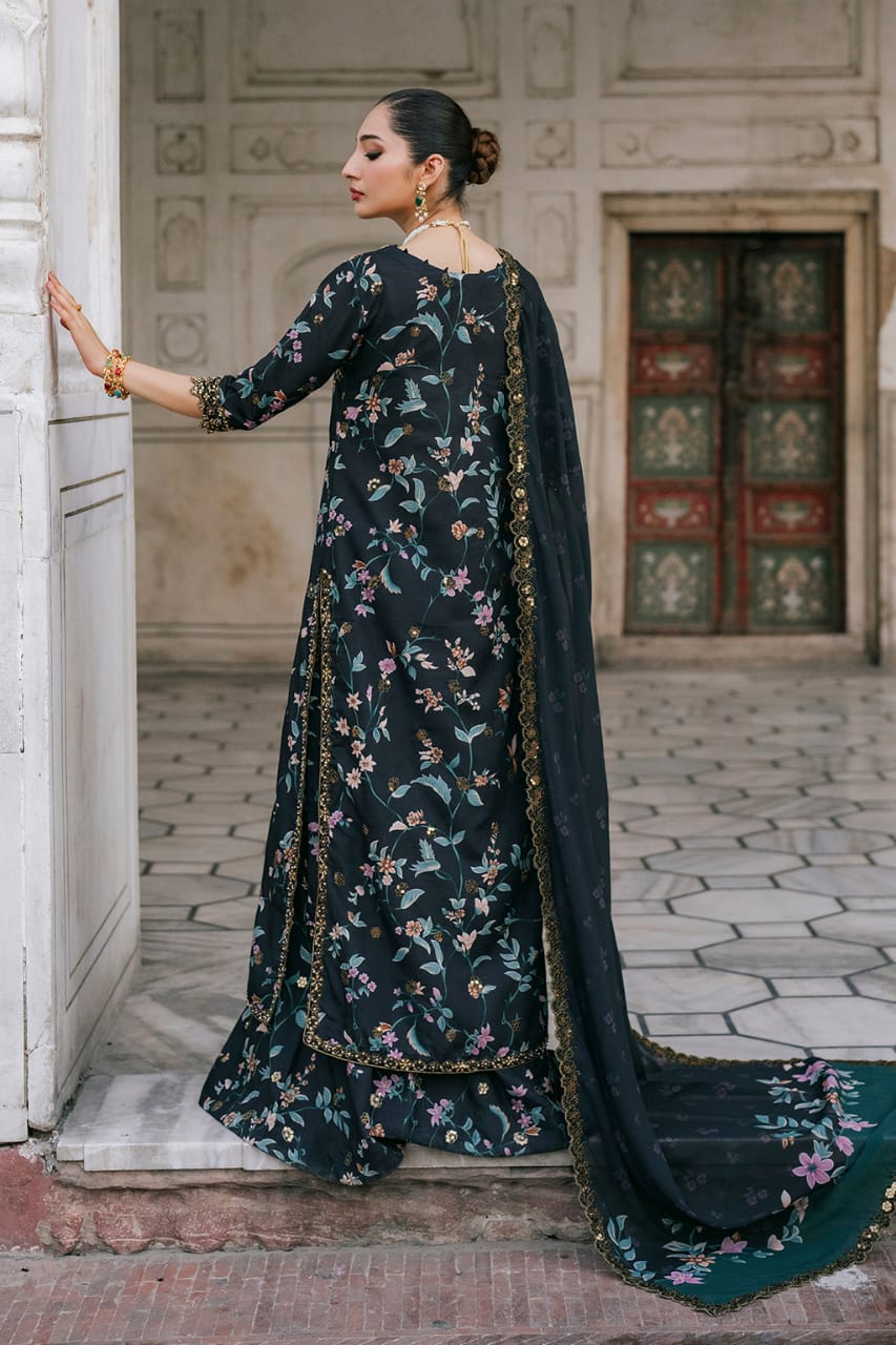 Iznik Black Zari gold Lawn Embroidery Dres 3pc Unstitched SC-1294