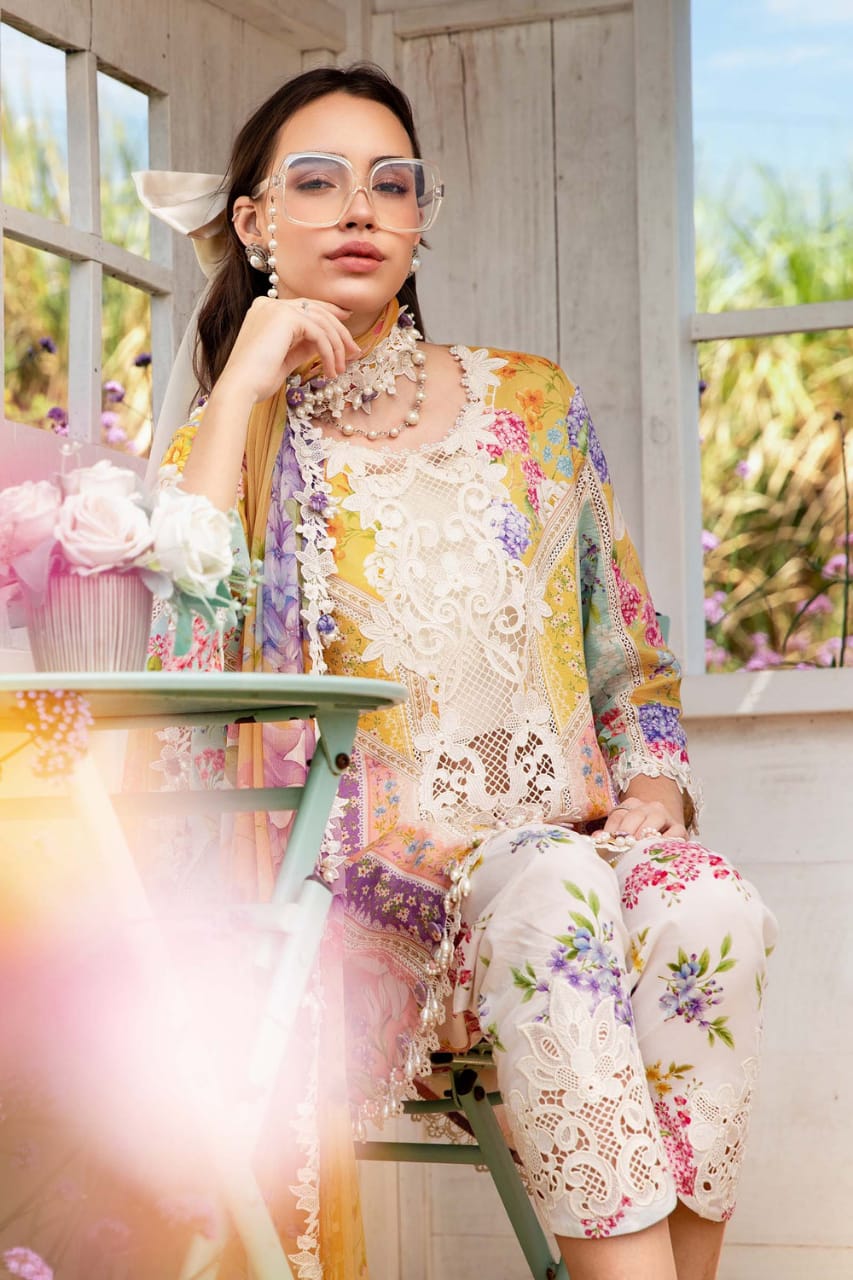 Maria B 2509 A Yellow Multi New Arrival Lawn Emb 3pc Unstitched SC-1316