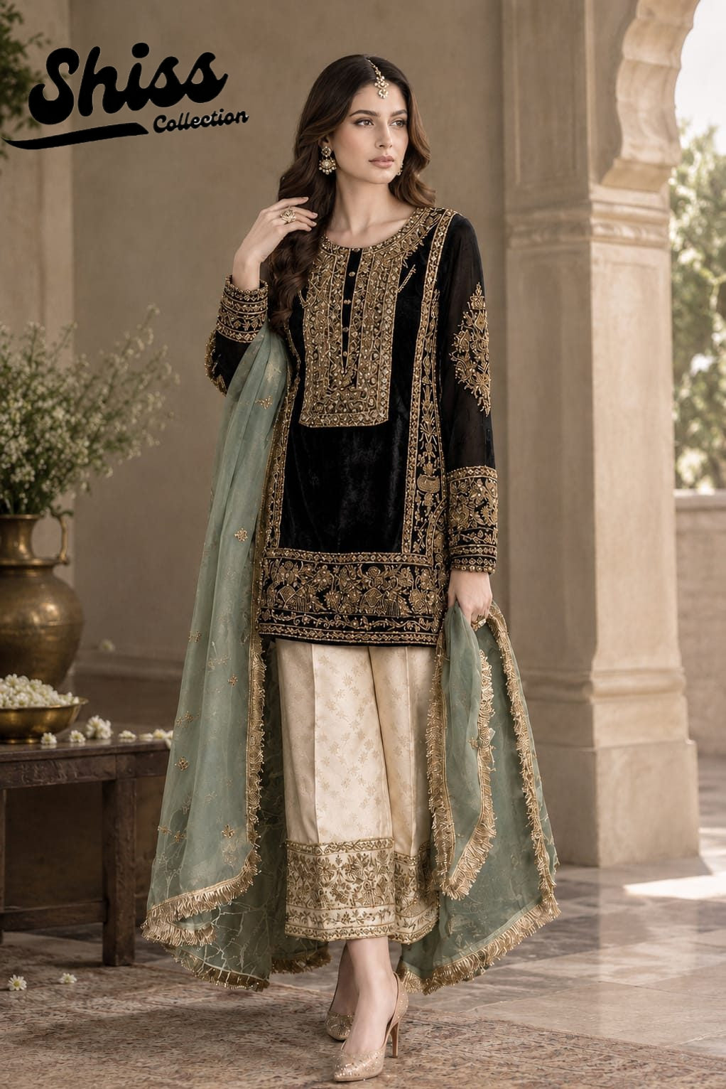 Maria B black Velvet Micro 9000 Embroidered 3piece Unstitched