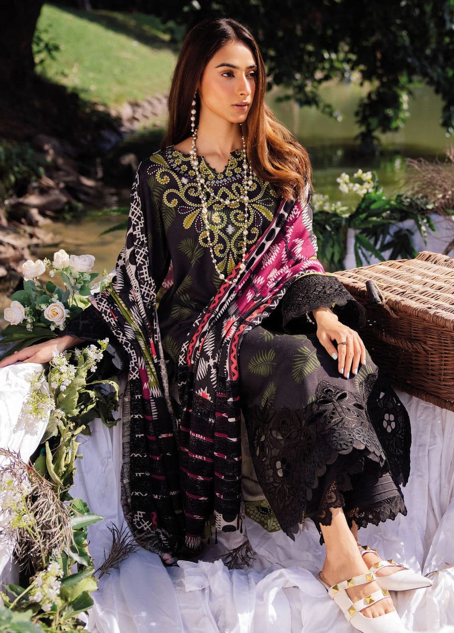 NUREH BLACK PURE LAWN EMB DRESS 3PC SUMMER COLLECTION SC 1222