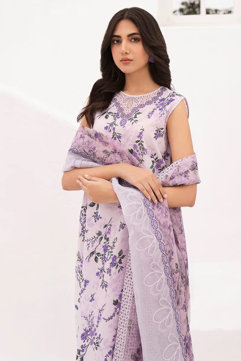 Baroque New Arrival Purple Embroidery Dress Pure Lawn 3pc SC 1051