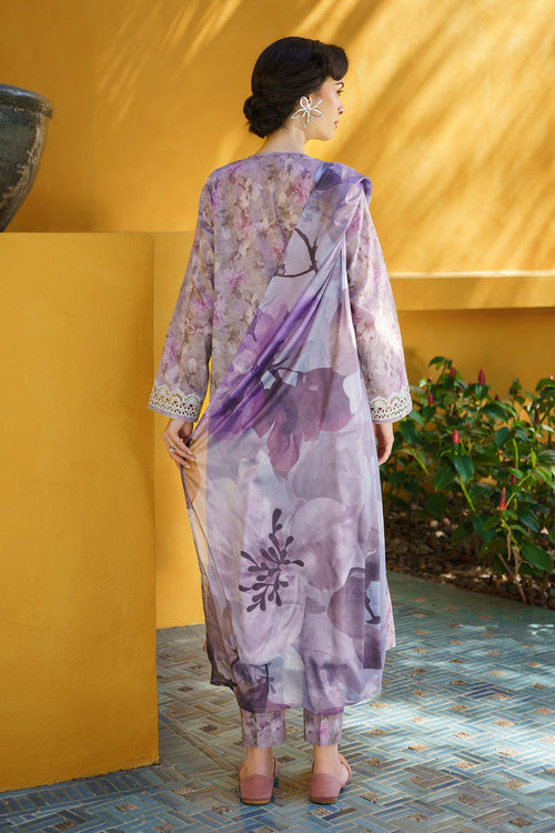 Baroque Purple Pink Pure Lawn Print & Embroidery Collection 3pc SC 1054