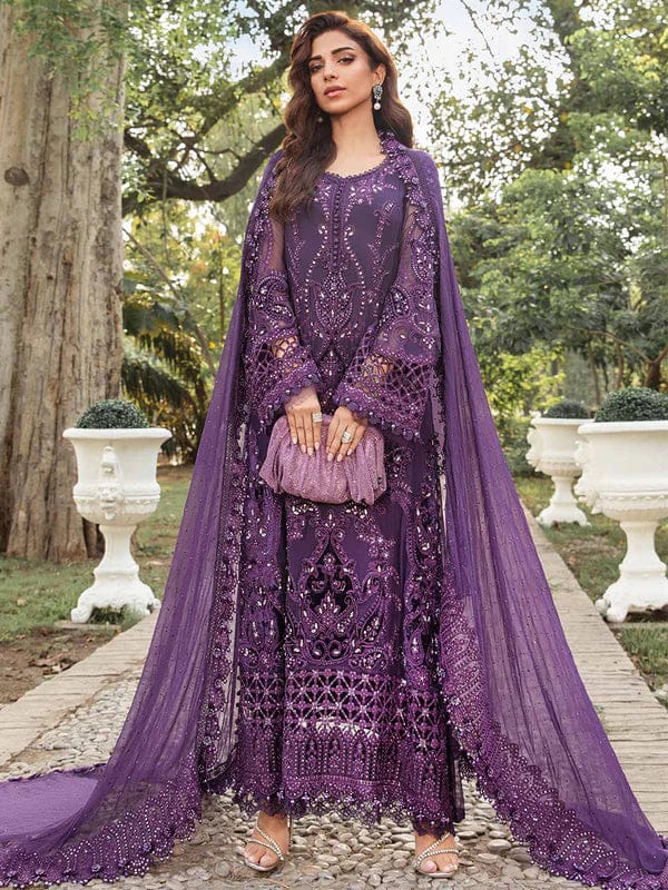 Maria B Purple New Arrival Chiffon Hand Work Formal Collection SC 1181