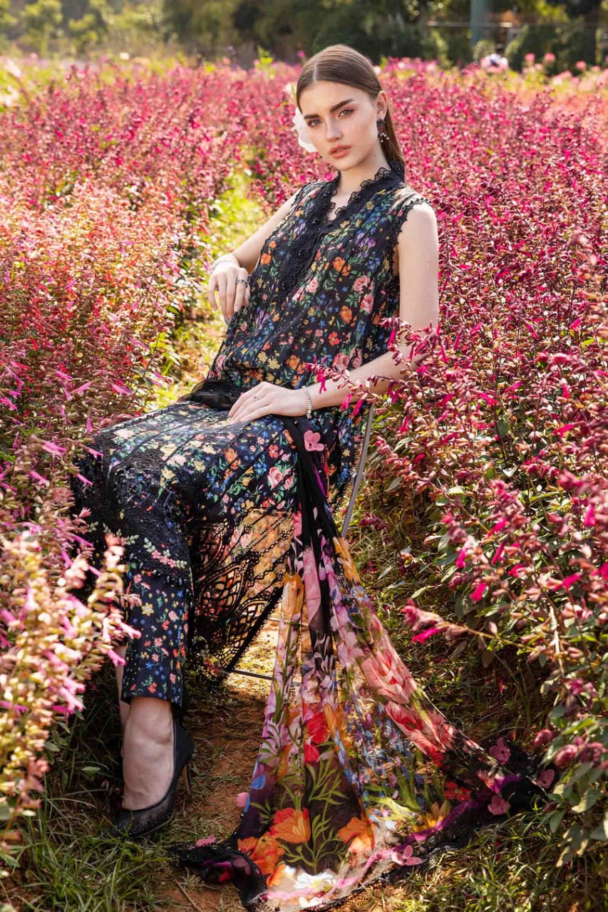 Maria B Black Multi Lawn Embroidery 3pc Unstitched SC-1283