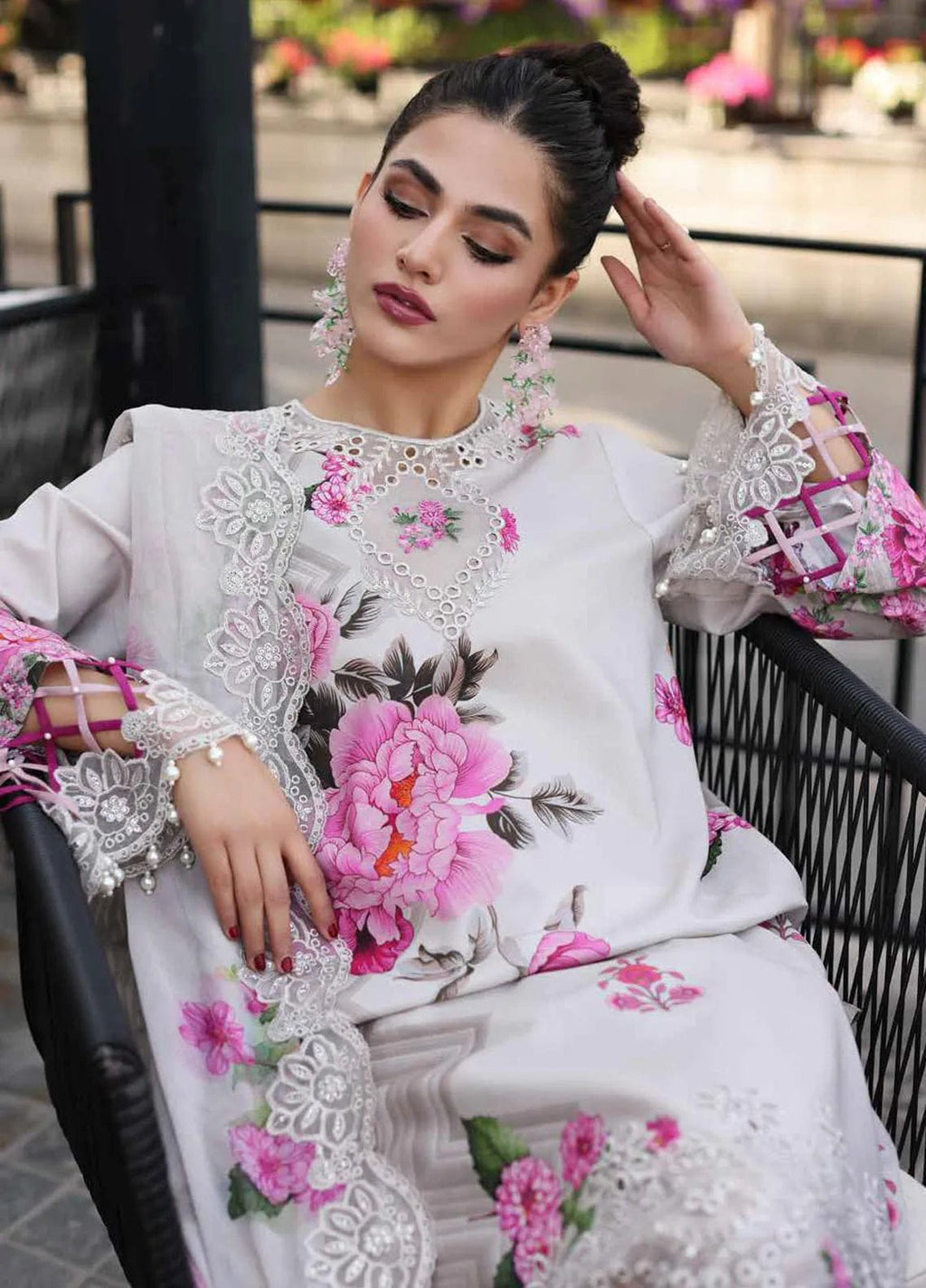 Asifa Nabeel Silk Hand Work Pink Multi Flower Party Wear Collection SC 1014