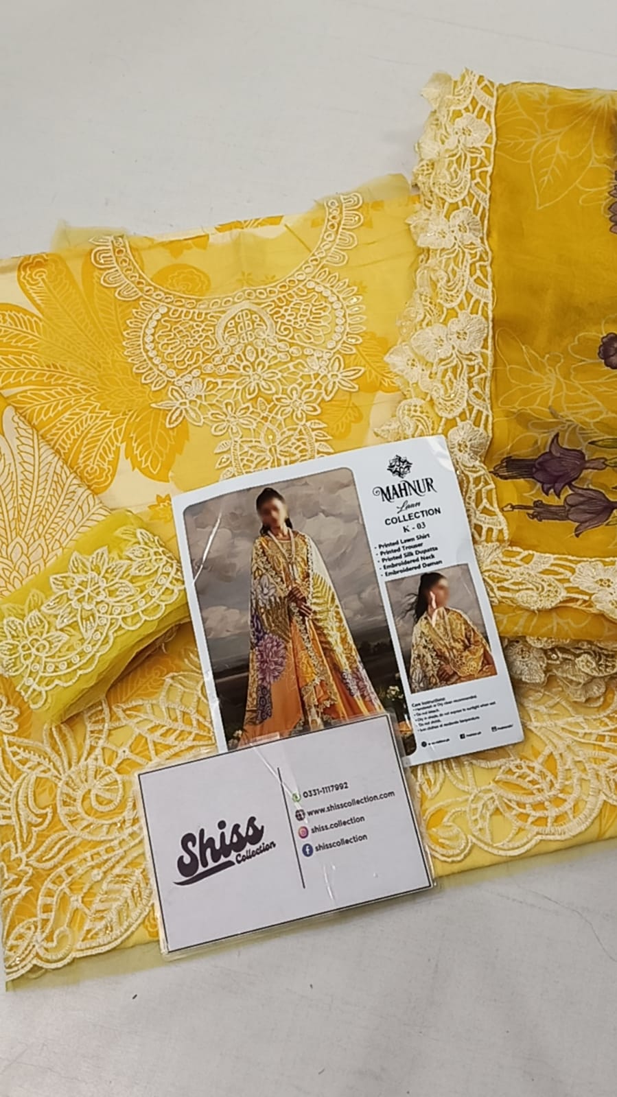 Mahnur Yellow K-03 Luxury Lawn Embroidery 3piece Unstitched