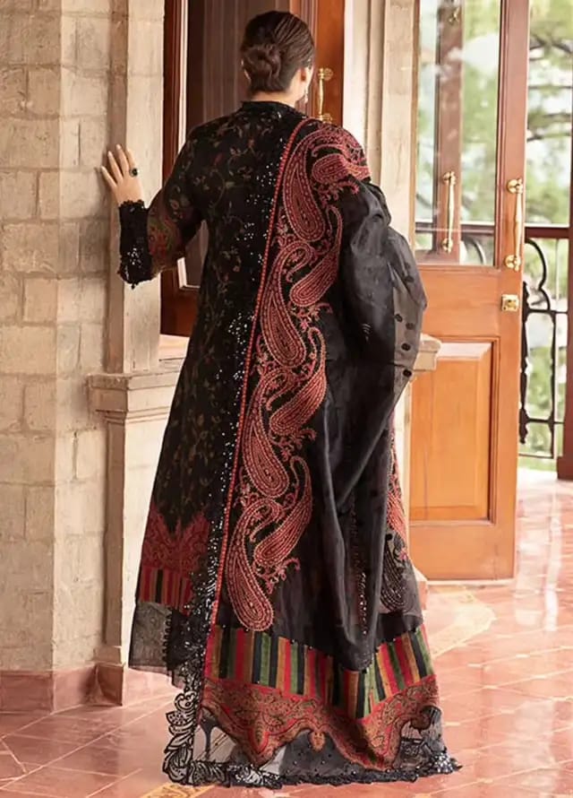 Maria B Black Lawn Print Embroidery 3pc Unstitched SC-1273