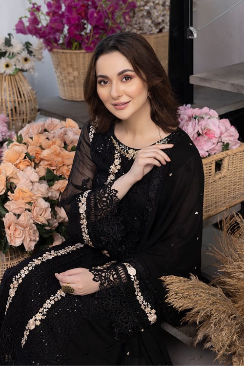 Azure Black Chiffon Luxury Formal Collection 4pc SC 1026