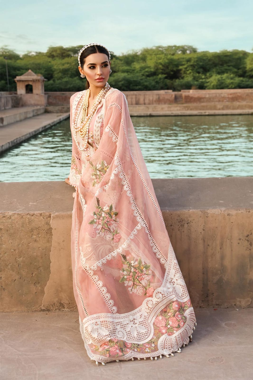 CRIMSON PEACH CHIKANKARI LAWN EMBROIDERY DRESS SC 1070