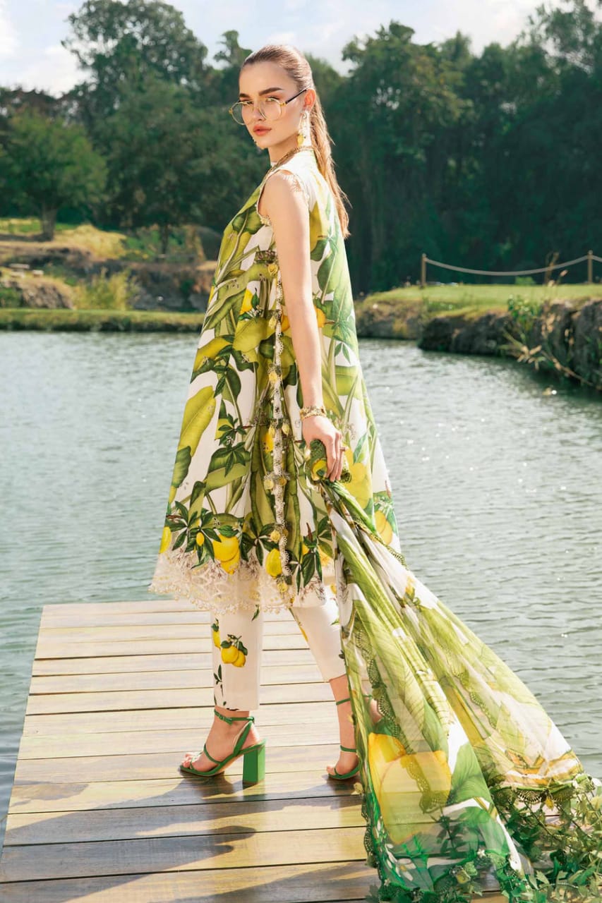 Maria B Lawn Printed Embroidery Dress 3pc Unstitched 3-A SC-1296