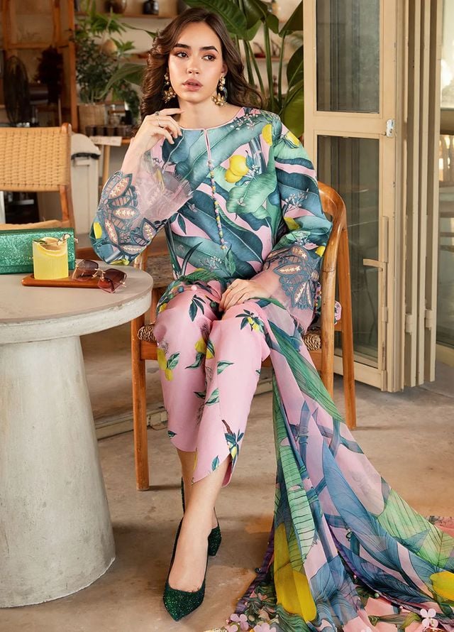 Maria B Lawn Printed Embroidery Dress 3pc Unstitched 3-B SC-1297