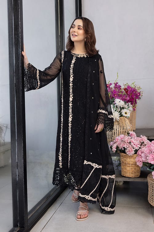 Azure Black Chiffon Luxury Formal Collection 4pc SC 1026