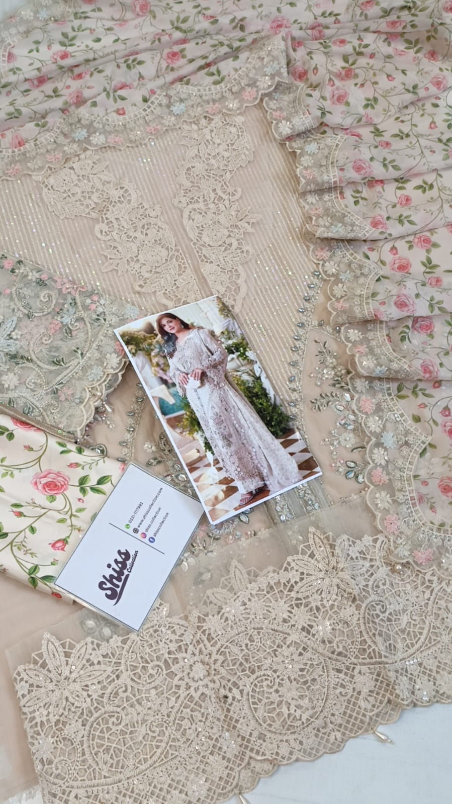 Maria B Skin Hand Work Embroidered Luxury Chiffon 3piece Unstitched