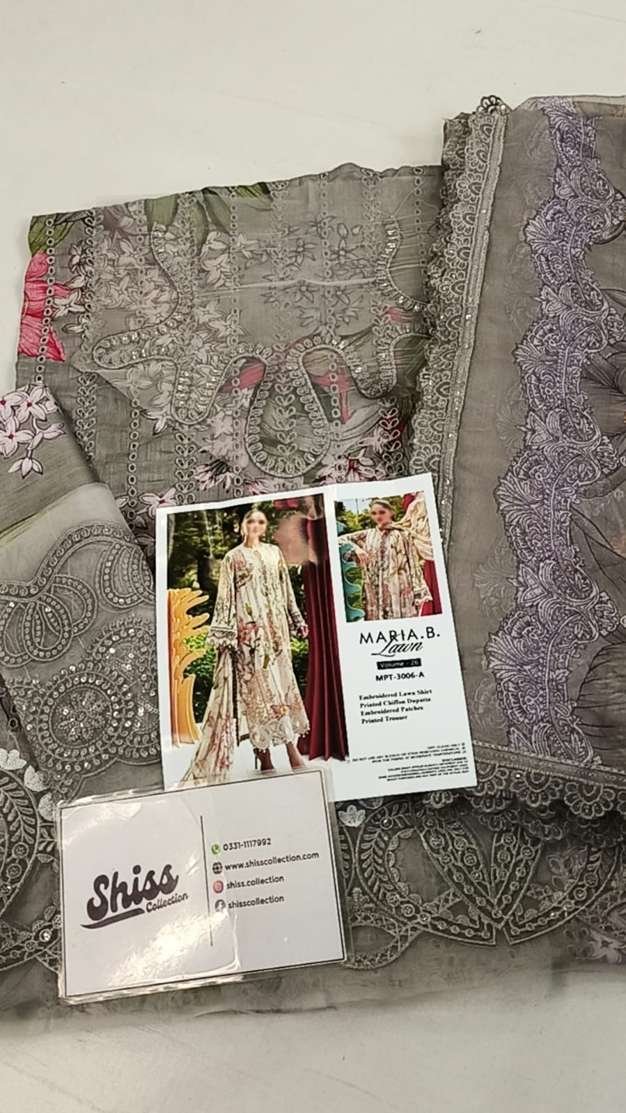 Maria B 6=A Skin Printed Lawn Summer'26 Embroidered 3Piece Unstitched