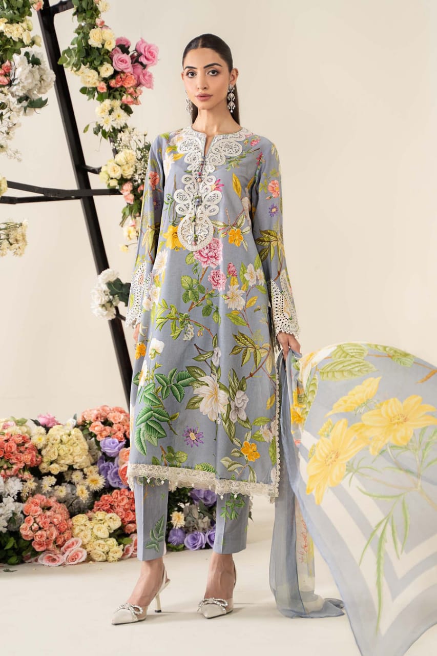 Maria B 2604 A Gray New Arrival Lawn Emb 3pc Unstitched SC-1319