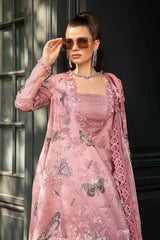 Maria B Pink Pure Lawn Printed Embroidery Dress 3pc Code 1012