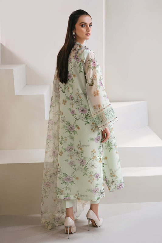 Baroque Green 02 flower Pure Lawn Embroidery Dress New Arrival