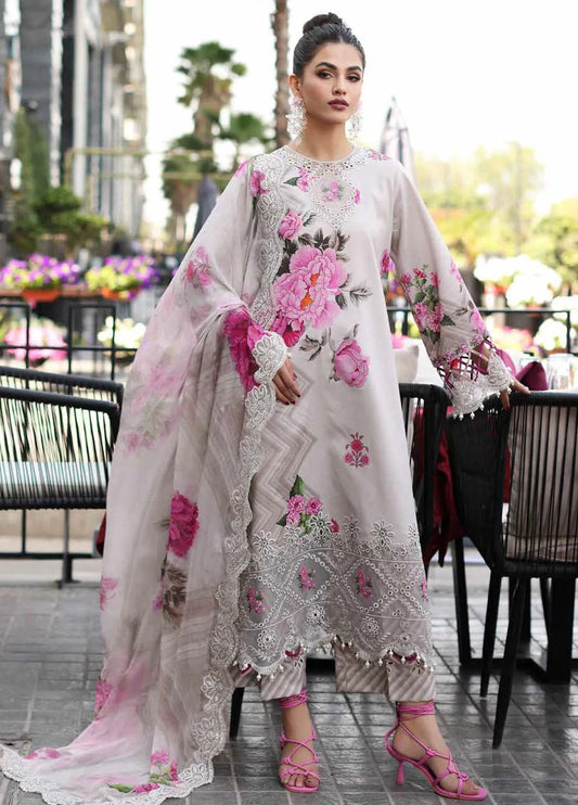 Asifa Nabeel Silk Hand Work Pink Multi Flower Party Wear Collection