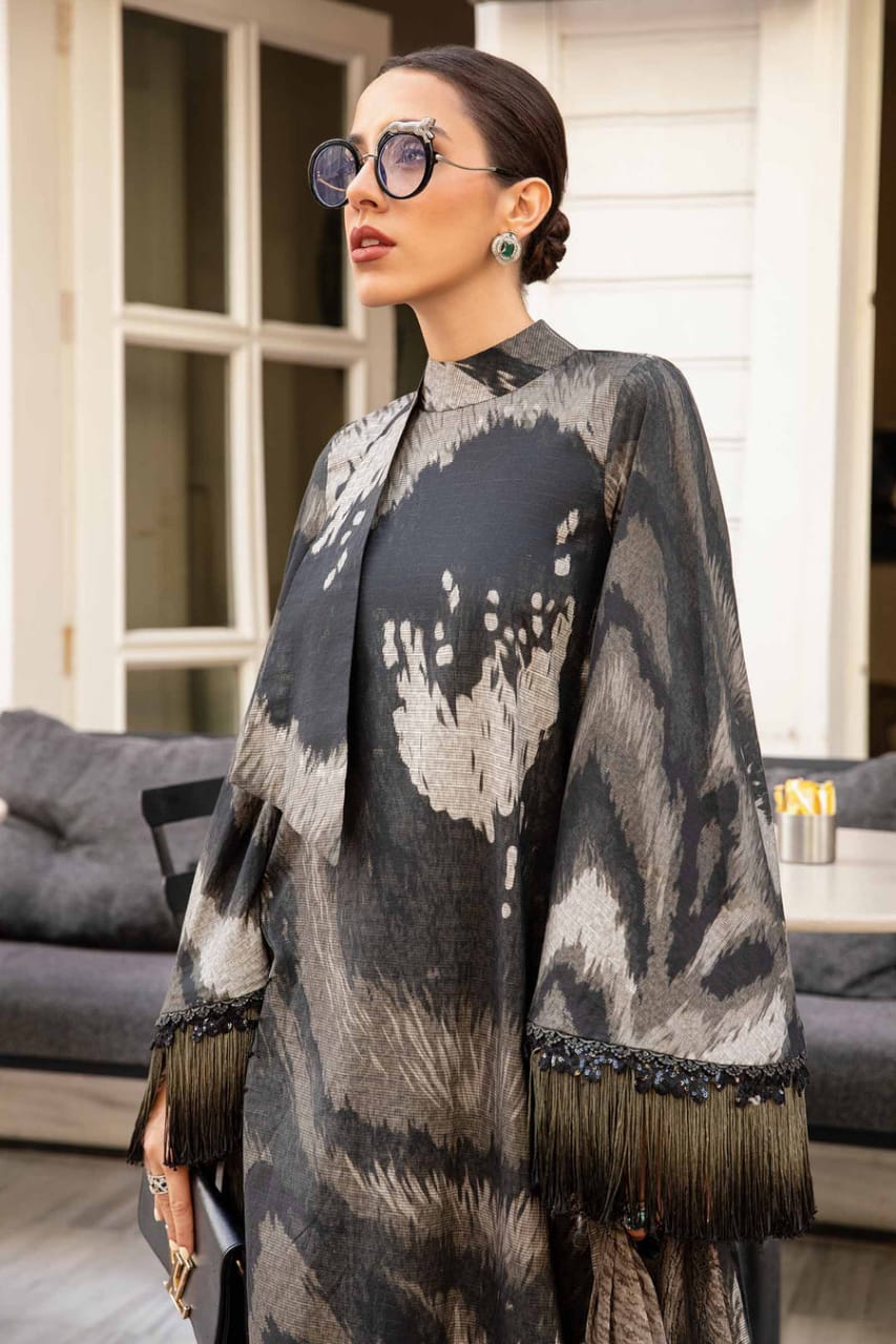 Maria B Black & Gray Pure Lawn New Arrival Embroidery Dress 3pc SC 1125