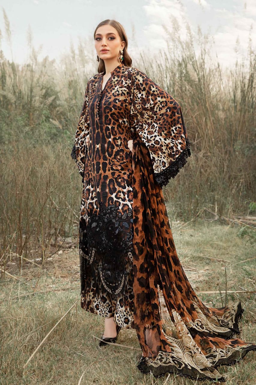 Maria B Lawn Duptta Chita Print Embroidery 3pc Unstitched SC-1270