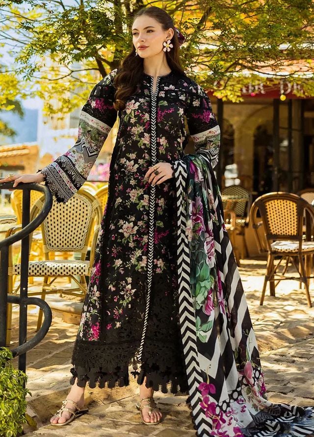 Elaf Premium Black New Arrival Lawn Emb 3pc Unstitched SC-1314