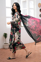 Baroque Black Digital Print & Embroidery Dress 3pc Summer Collection SC 1033