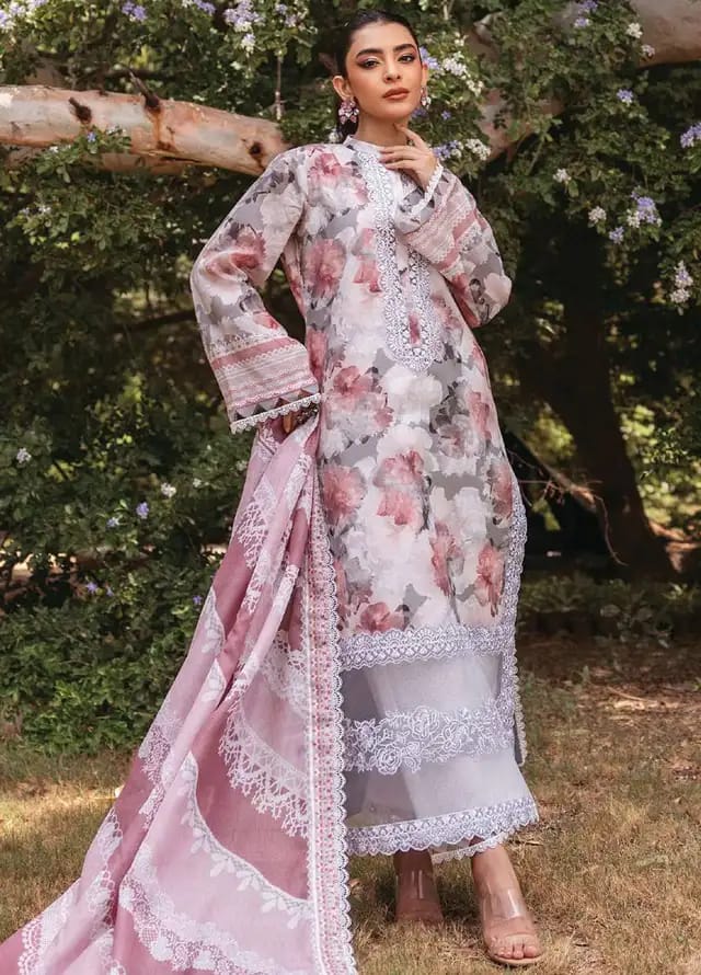 Zainab Chottani Multi Flower Digital Print Embroidery Dress 3pc SC 1243