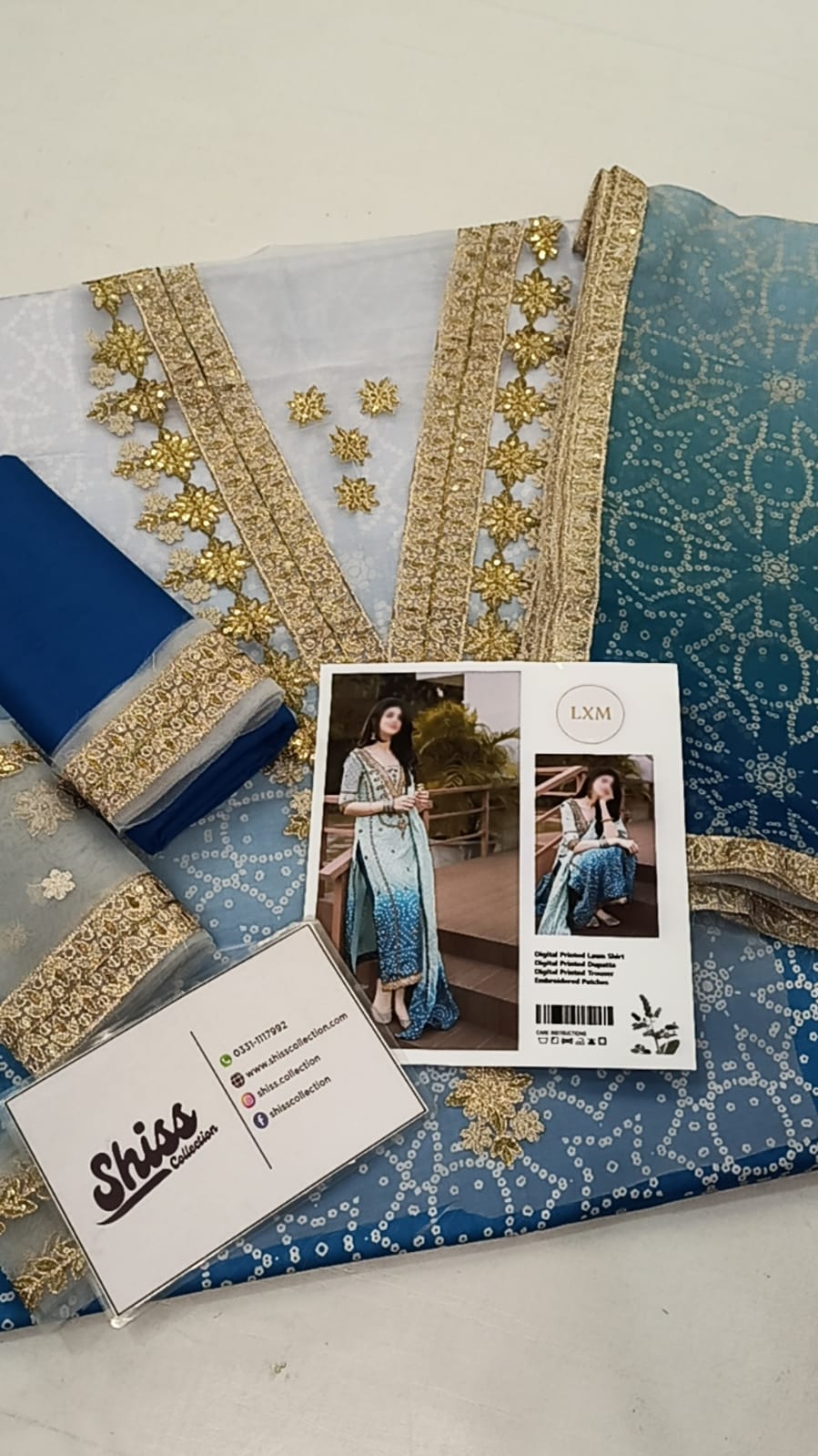 Lxm Blue Printed Lawn New Arrival Embroidry 3 Piece Unstitched
