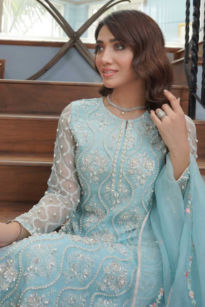 FALAK - HENNA SKY ORGANZA DRESS SC 1082