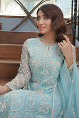 FALAK - HENNA SKY ORGANZA DRESS