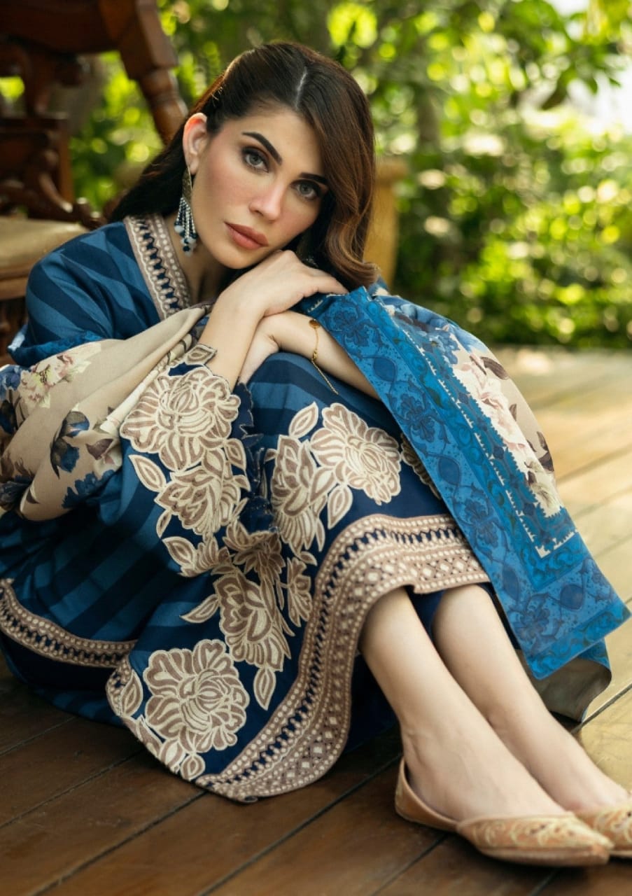 Z.C Printed Lawn Embroidery Lawn Duptta 3pc Unstitched SC-1276