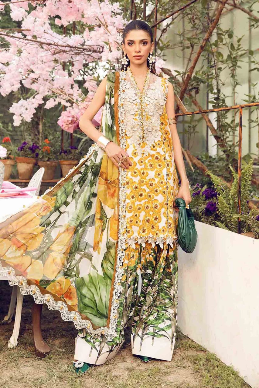 Maria B 2606-A Yellow New Arrival Lawn Emb 3pc Unstitched SC-1311