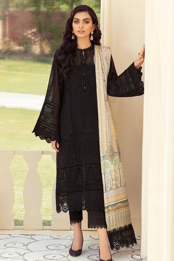 chiffon collection Embroidered silk dupatta 3 Piece Unstitched Suit sc 1065