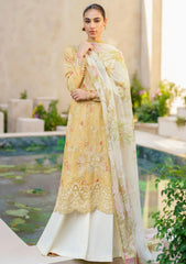 Iznik Yellow Lawn Chikankari Emb 3pc Unstitched Duptta Emb SC-1287