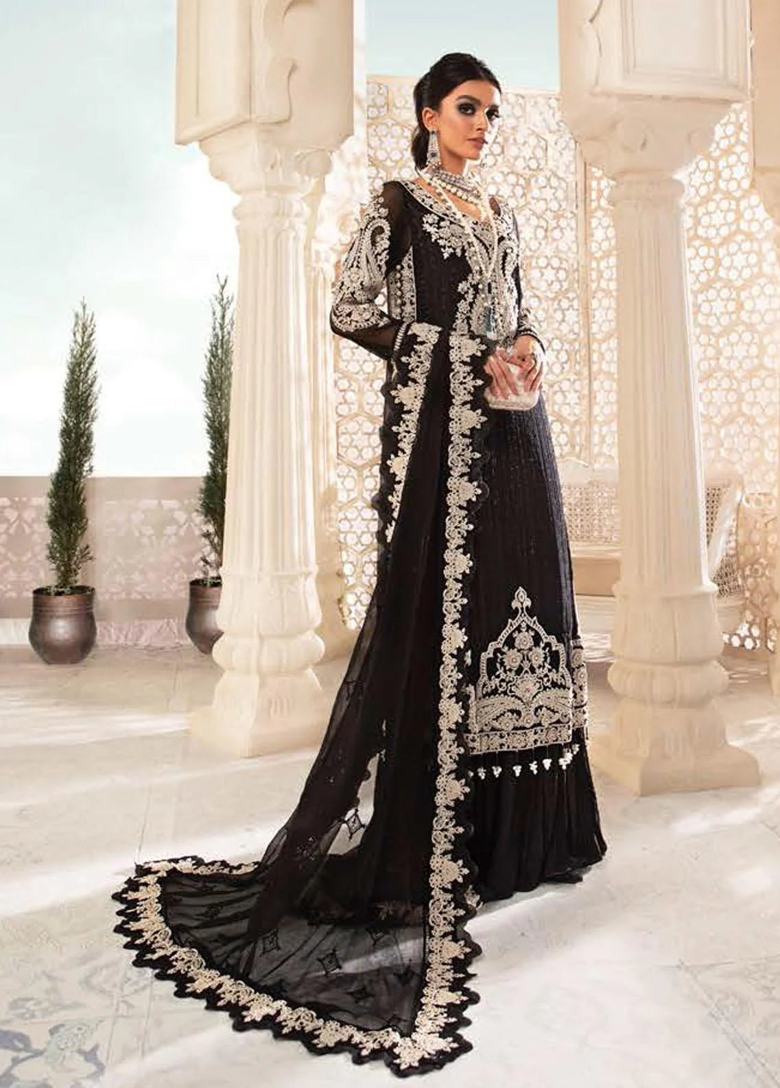 Maria B Embroidered Chiffon Suits Unstitched 3 Piece  SC 1147