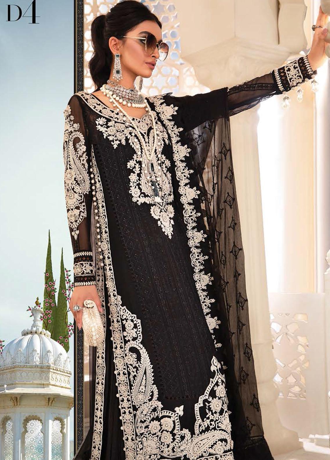 Maria B Embroidered Chiffon Suits Unstitched 3 Piece MB22CU D4 - Luxur ...