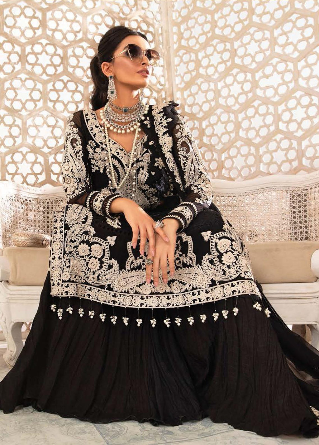 Maria B Embroidered Chiffon Suits Unstitched 3 Piece  SC 1147